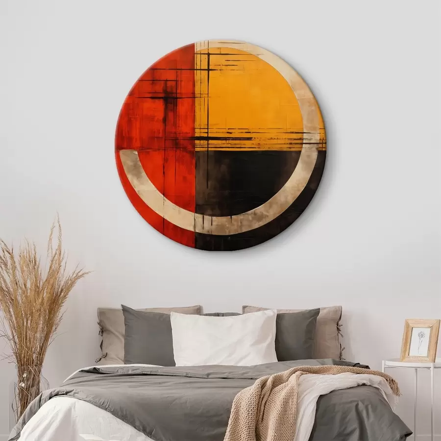 Obraz Abstraktní kruh na červeno-černém pozadí s čarami Č. r46535