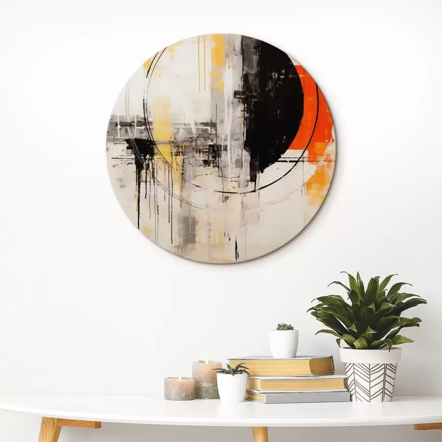 Obraz Monochromatický oranžový kruh s texturovanými kapkami Č. r46536