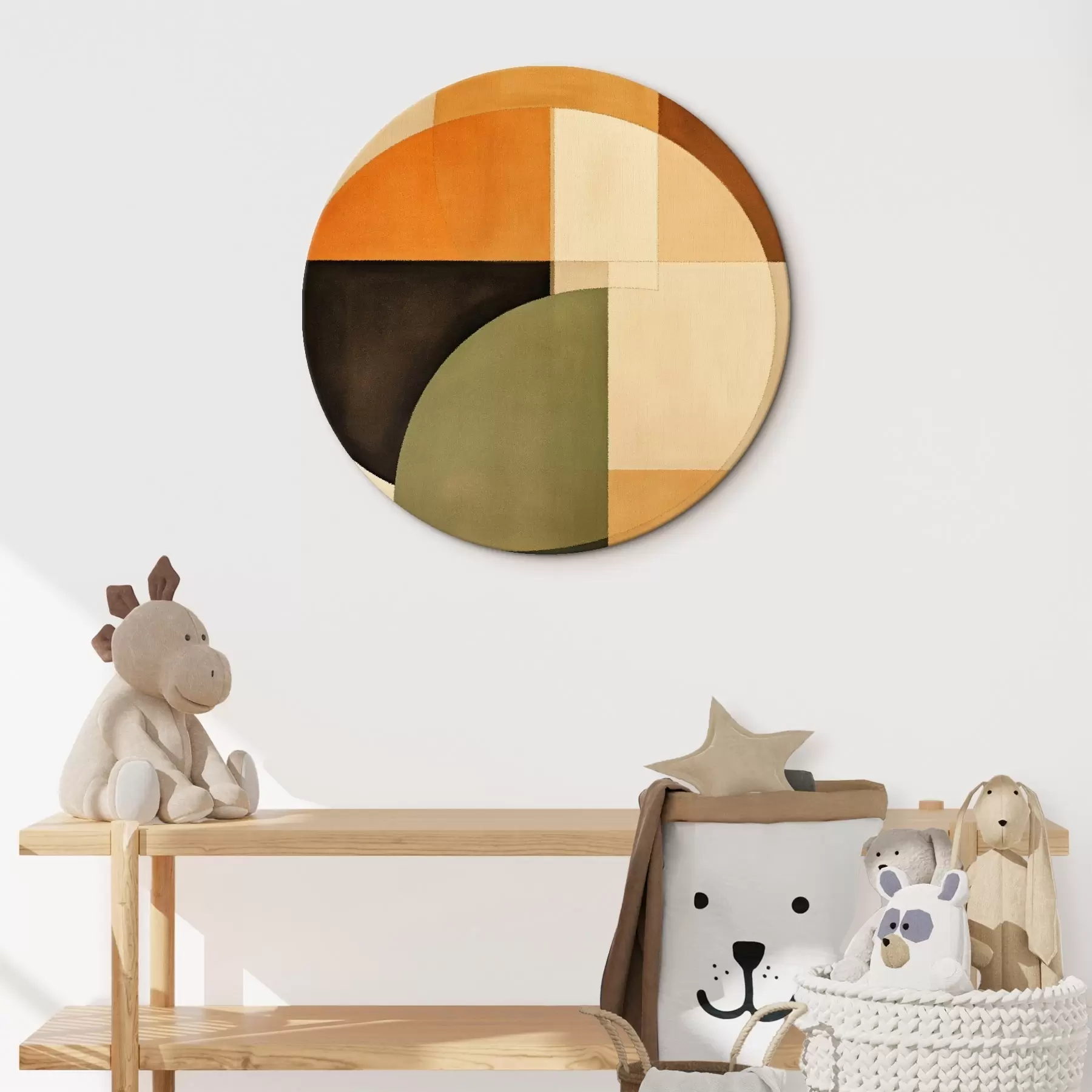 Obraz Protínající se kruhy v pískovo-olivové paletě Č. r46537