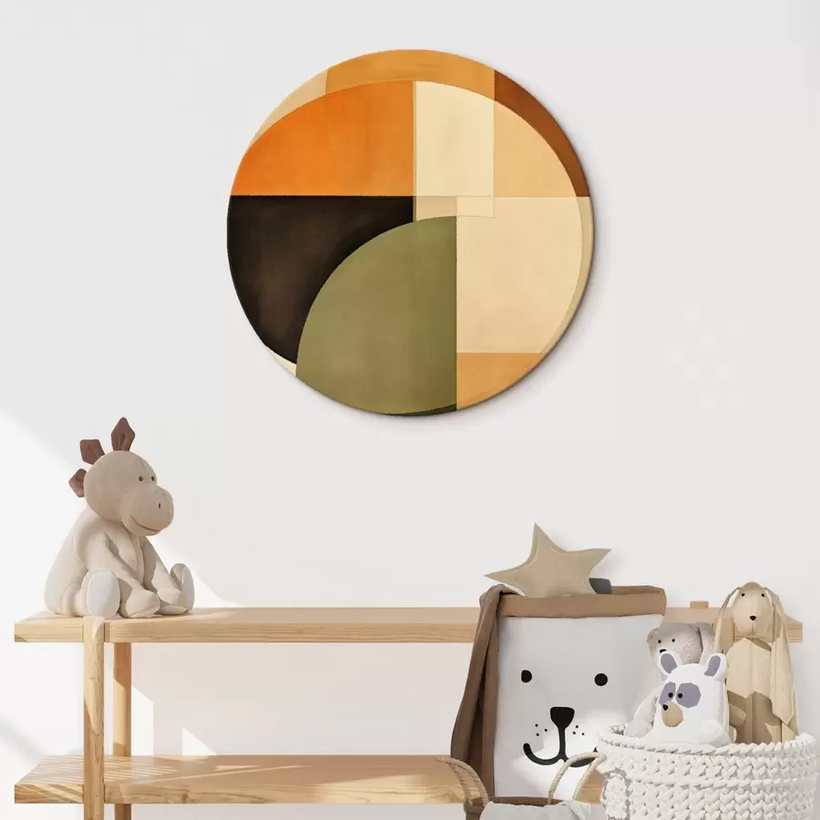 Obraz Protínající se kruhy v pískovo-olivové paletě Č. r46537