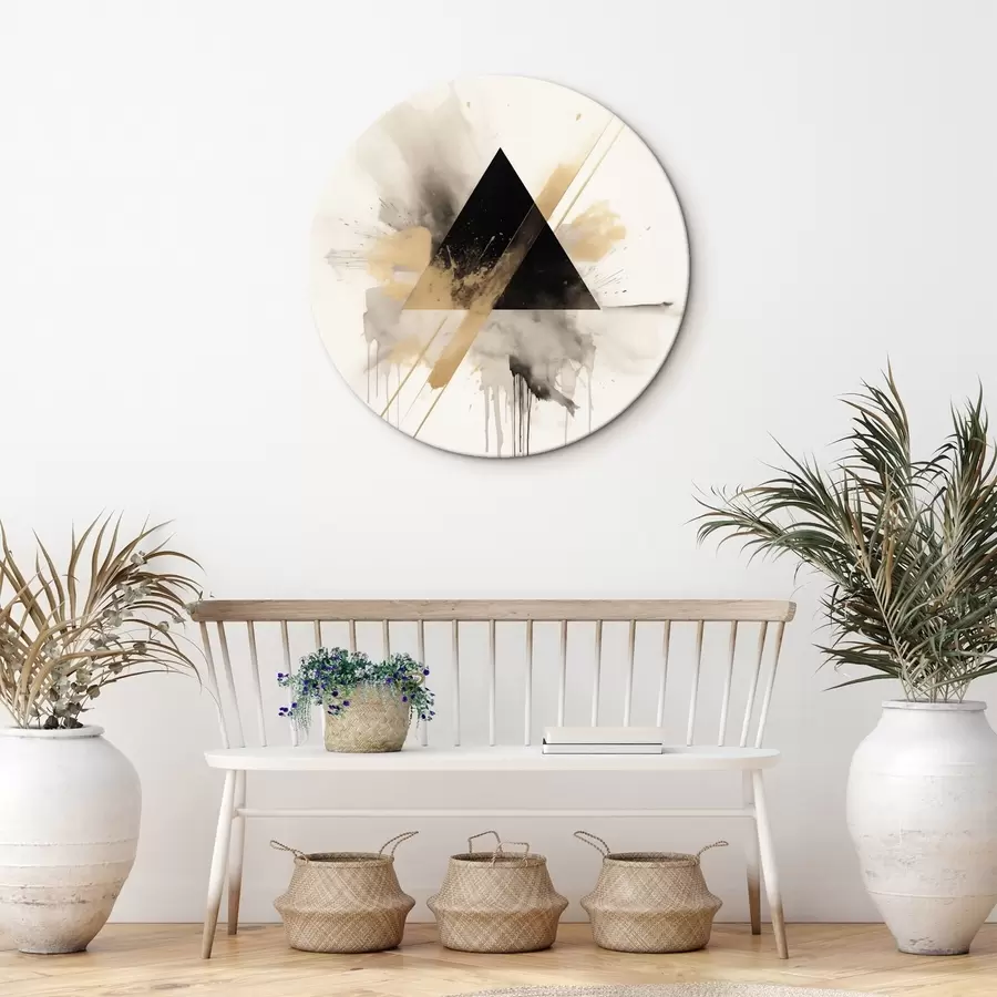 Obraz Geometrie: černý trojúhelník se světlými skvrnami a čarami Č. r46540