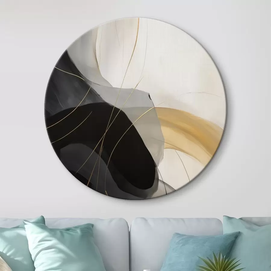 Obraz Jemné křivky v černé a béžové barvě s teplým akcentem Č. r46542