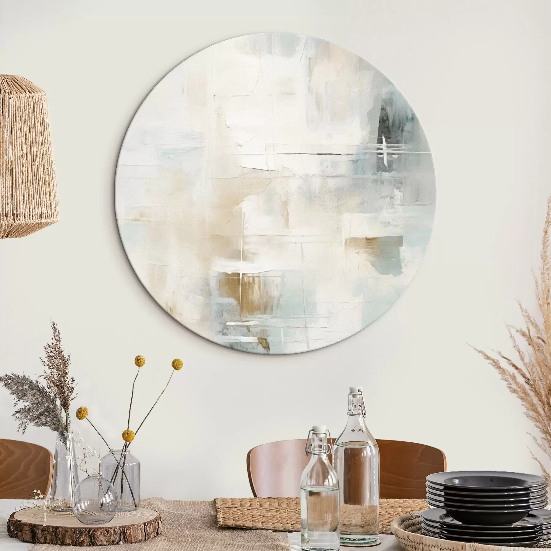 Obraz Vzdušné tahy modré a béžové barvy na bílém podkladu Č. r46547