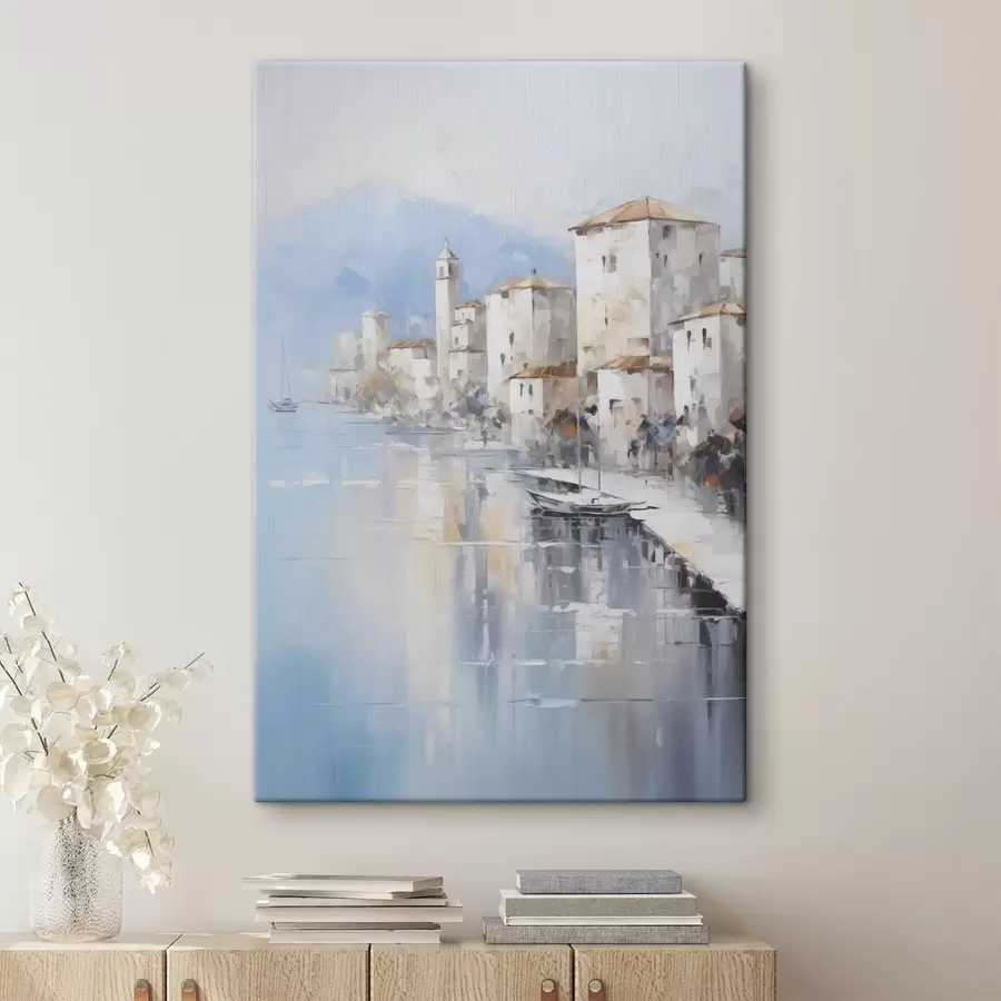 Obraz Abstraktní domy u zálivu imitace malby Č. s46673