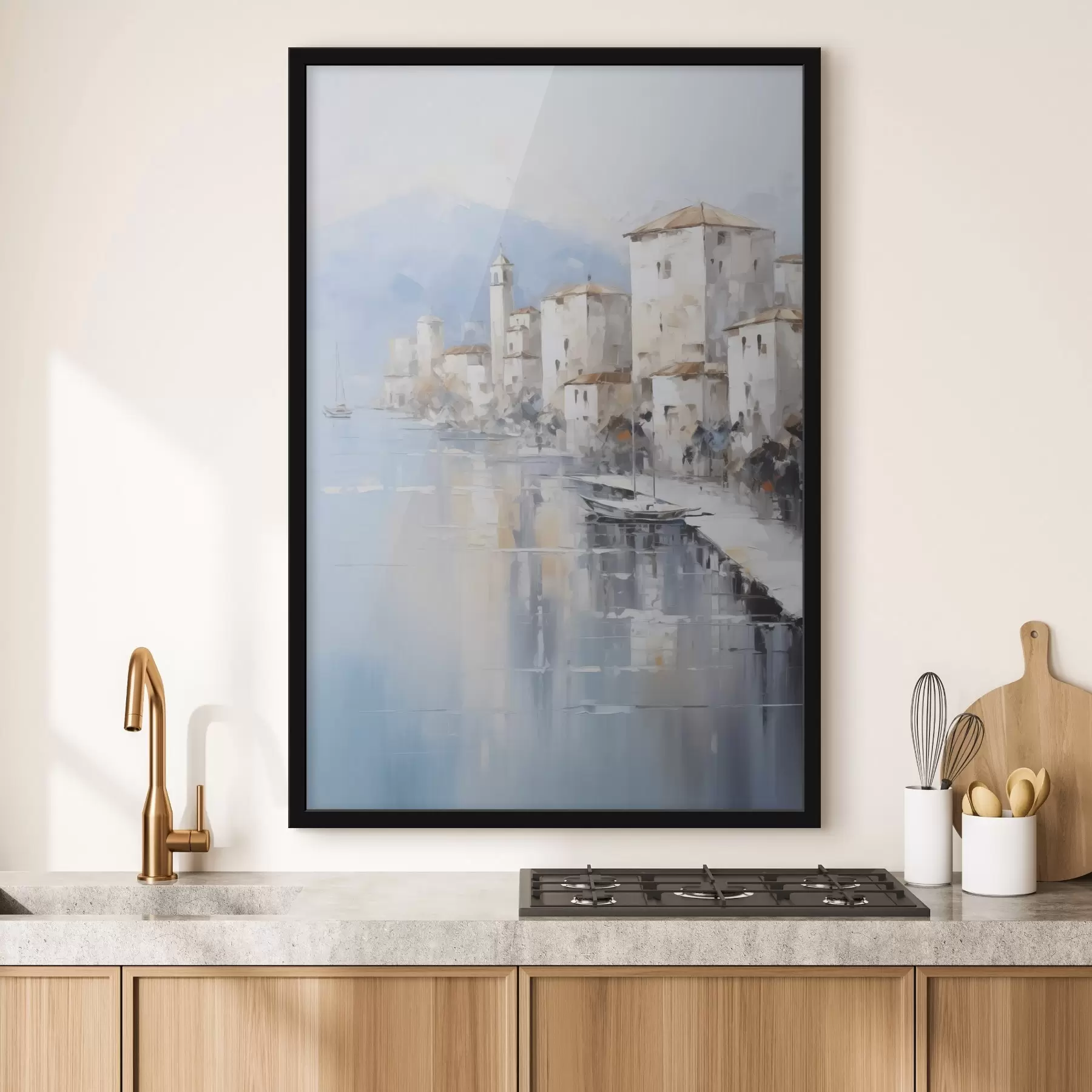 Fototapet Abstraktní domy u zálivu imitace malby f46673