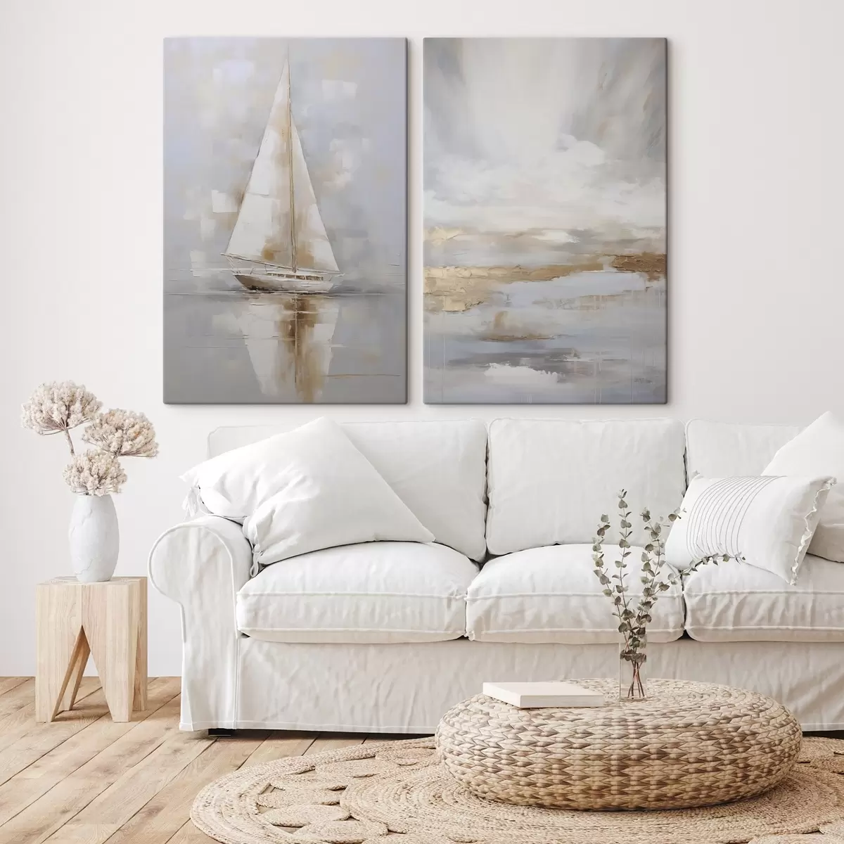 Obraz Jachta a abstraktní kompozice napodobující malbu Č. m00999