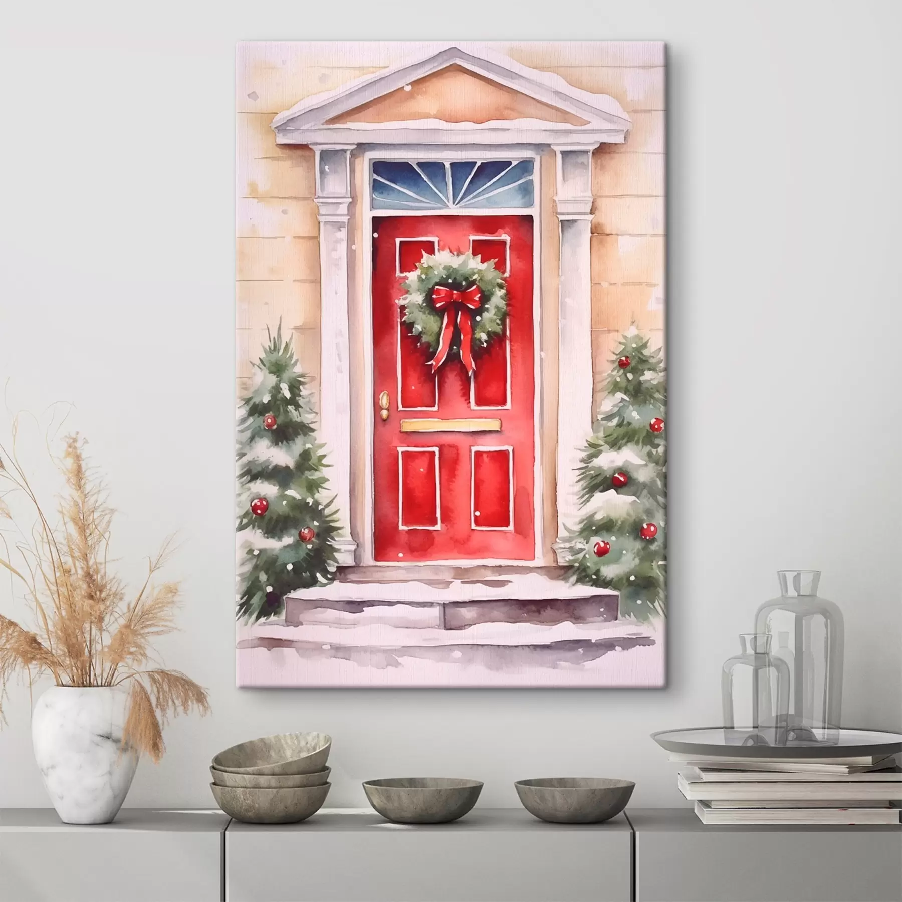 Obraz Vánoční dveře s věncem Č. s46622