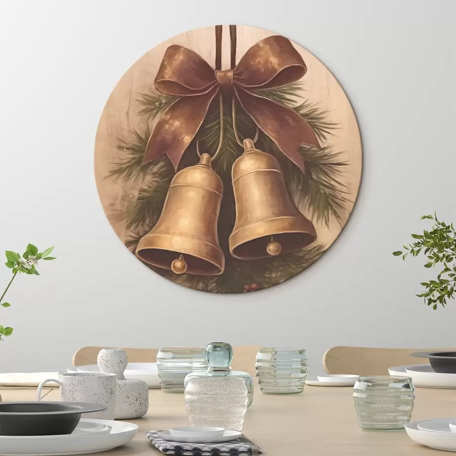 Obraz Vintage vánoční dekorace se dvěma zvonečky a mašlí Č. r46626