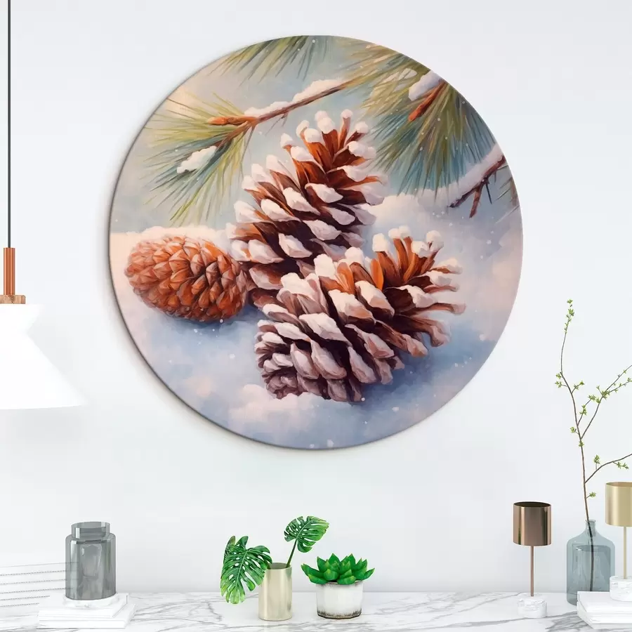 Obraz Sněhem pokryté šišky a větve Č. r46631