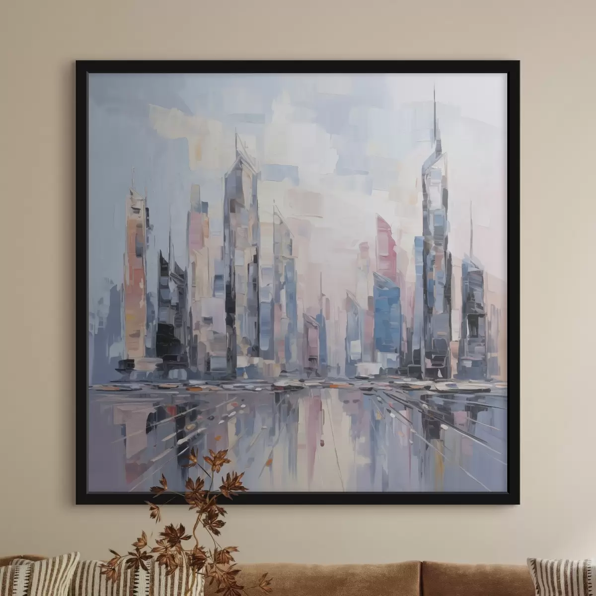 Poster Abstraktní napodobení malby města f46752