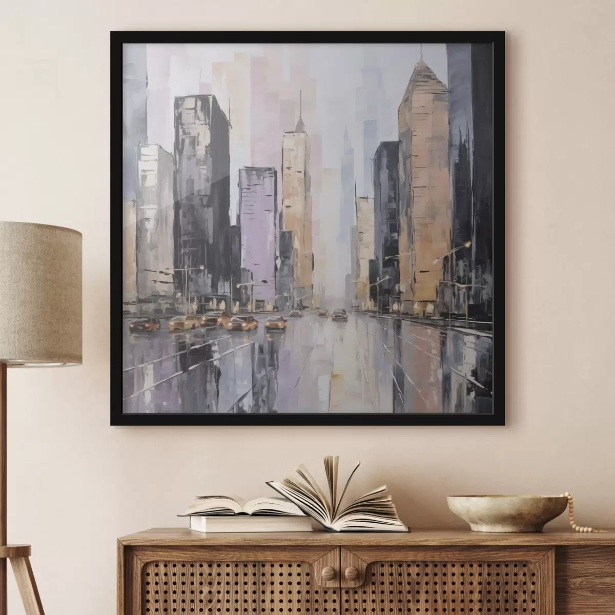 Poster Abstraktní napodobení městské krajiny v malířství f46753