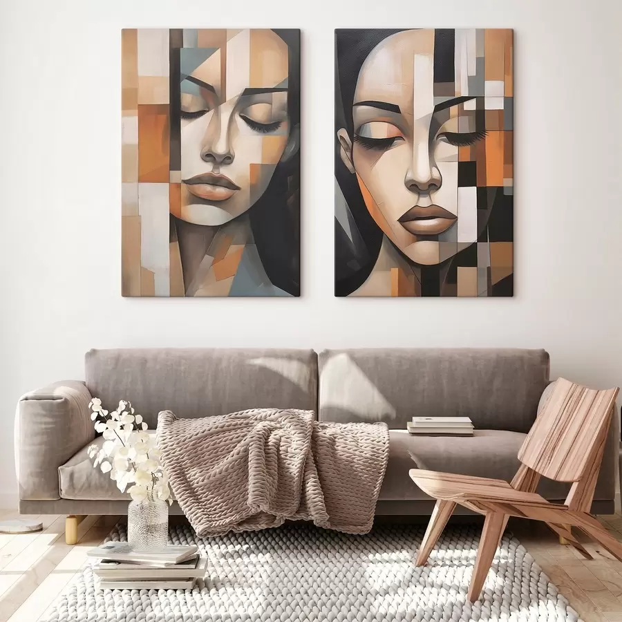 Obraz Kubistický portrét ženy Č. m01023