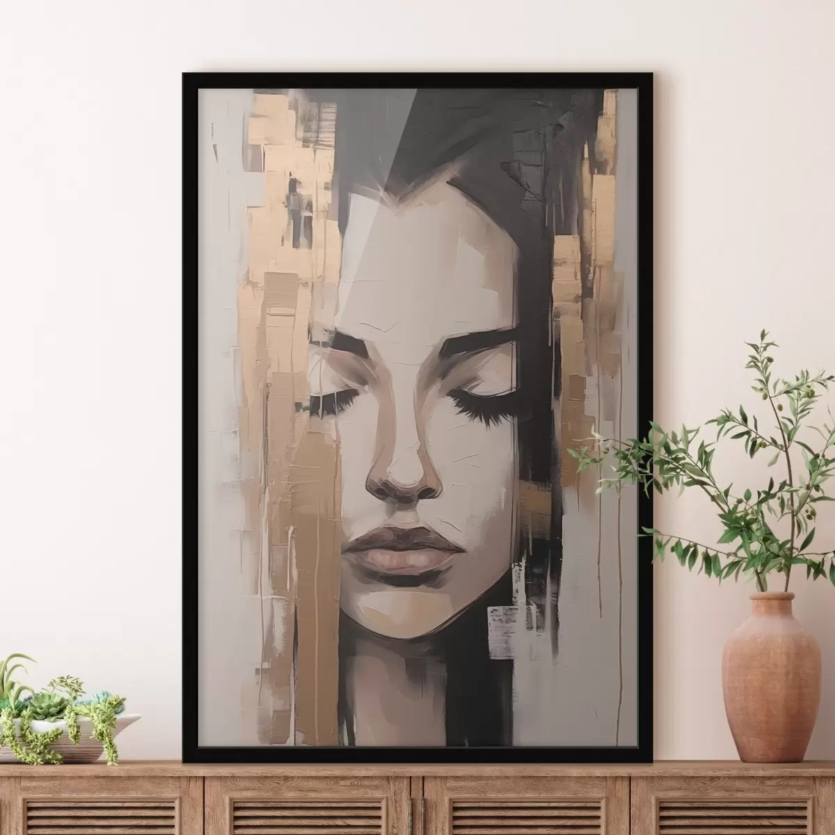 Poster Portrét ženy. Abstraktní tahy štětcem f46733