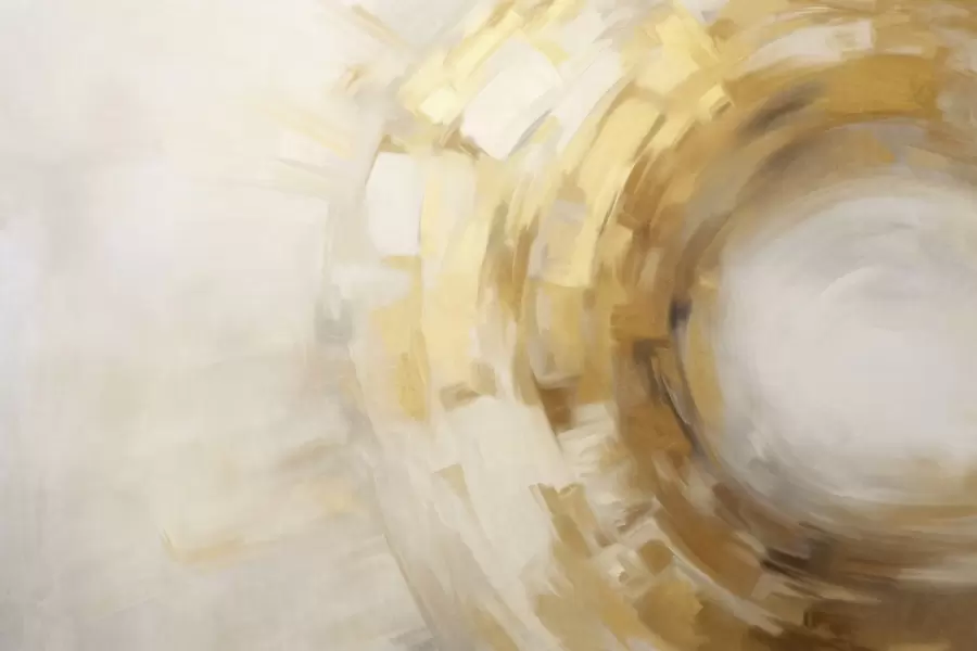 Fototapet Abstraktní malba imitující kruhové texturované tahy štětcem ve žluté a bílé barvě, vytvářející dojem pohybu w09558