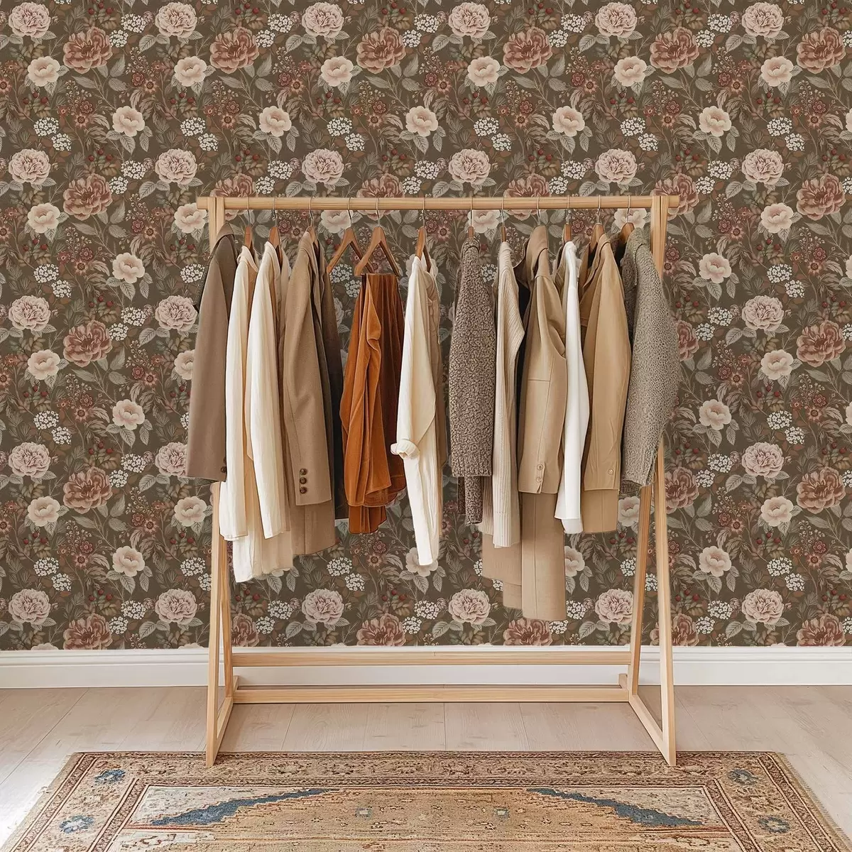 Tapety Teplé růže a bobule na hnědém pozadí a00868