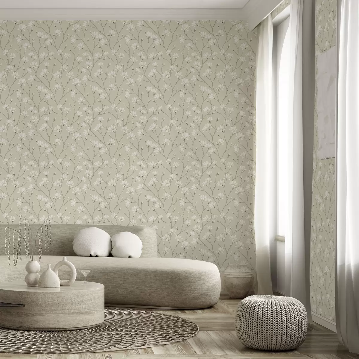 Tapety Světlé magnólie na štíhlých béžových větvích a00890