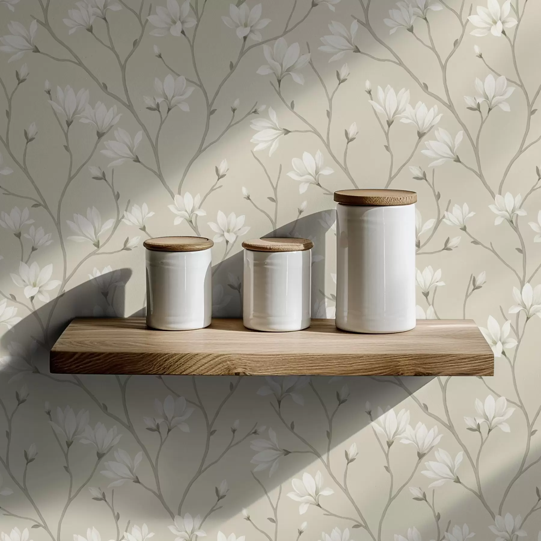 Fototapet Světlé magnólie na štíhlých béžových větvích a00890