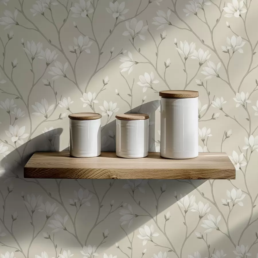 Fototapet Světlé magnólie na štíhlých béžových větvích a00890