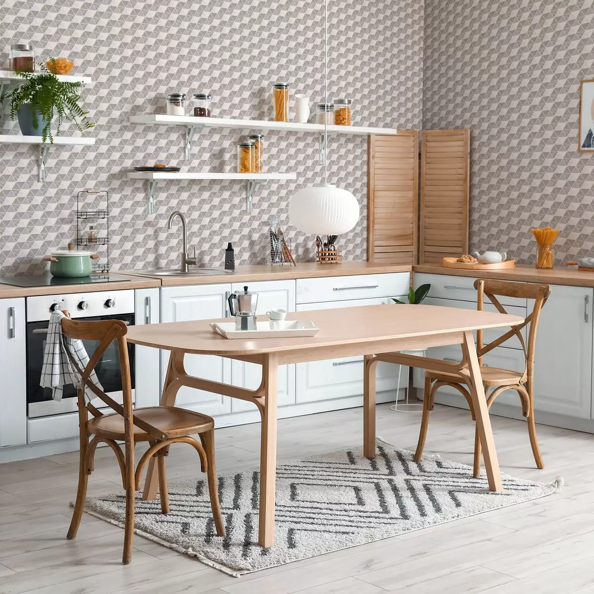 Tapety Trojúhelníky s texturovanými vložkami, směs lila a šedé barvy a00917