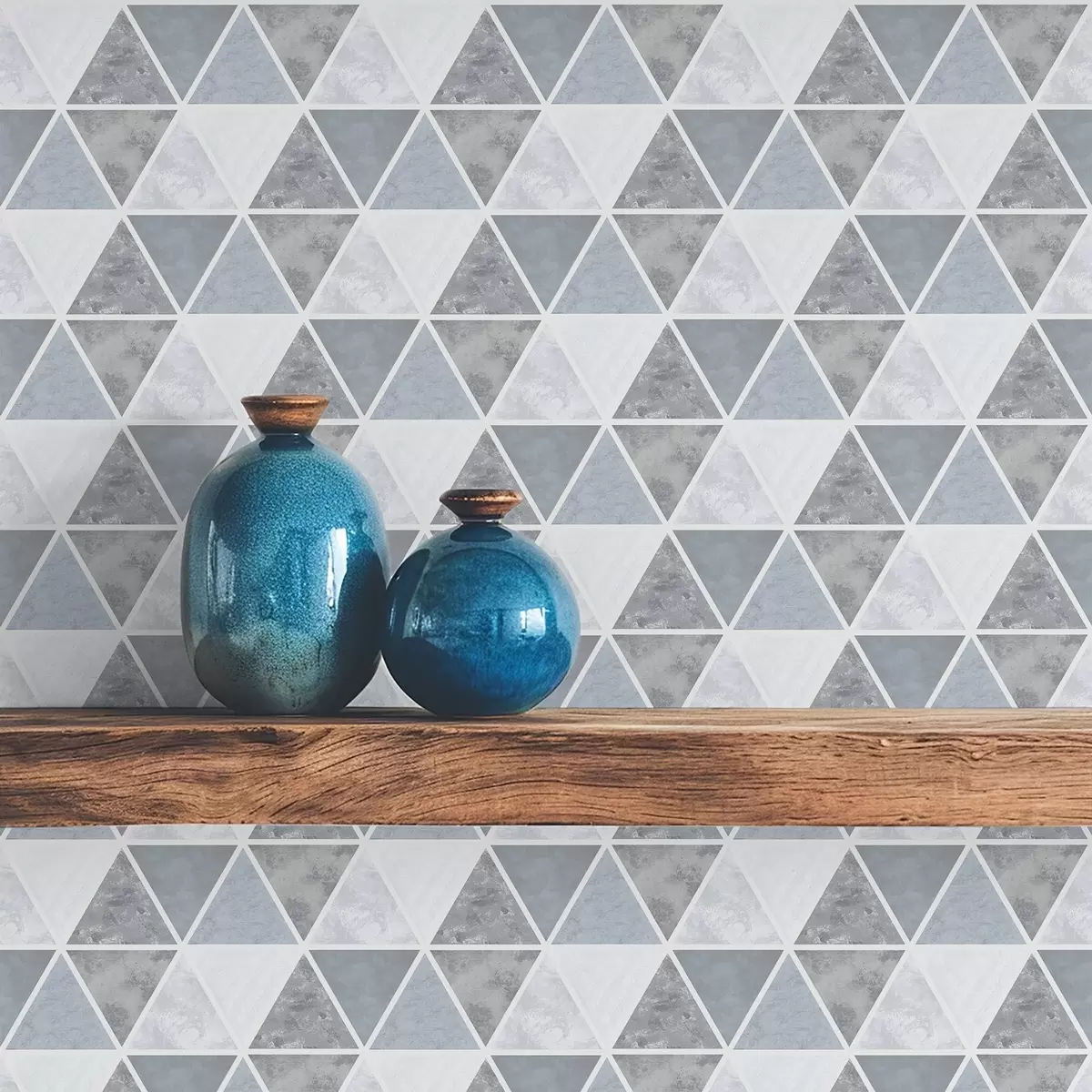 Tapety Geometrie trojúhelníků v chladných modrošedých tónech a00917v1