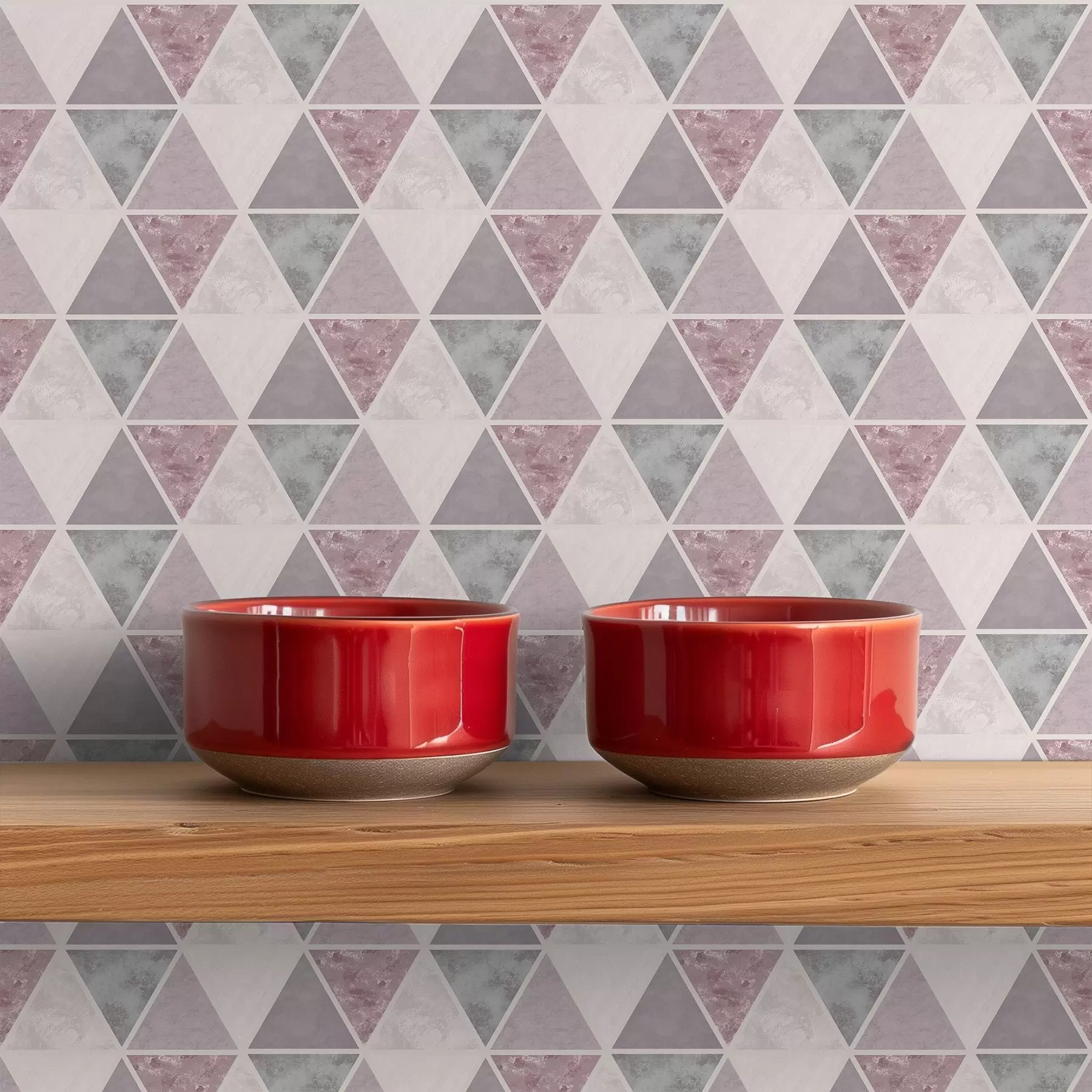 Fototapet Měkké trojúhelníky v šedo-růžových a pudrových tónech a00918