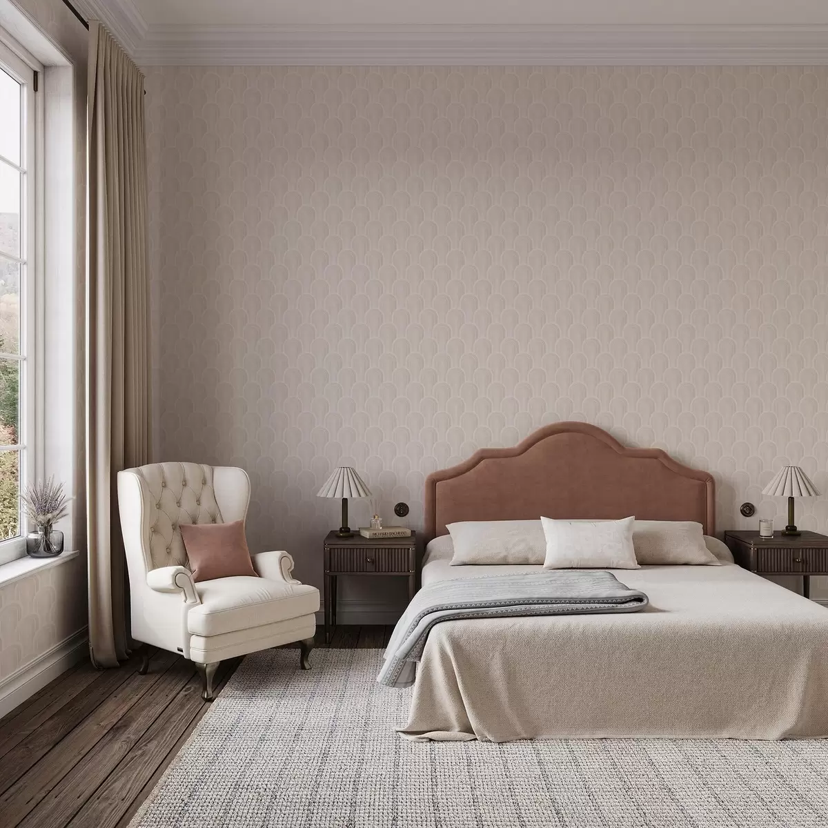 Tapety Malé obloukové moduly v teplých krémově béžových odstínech a00924