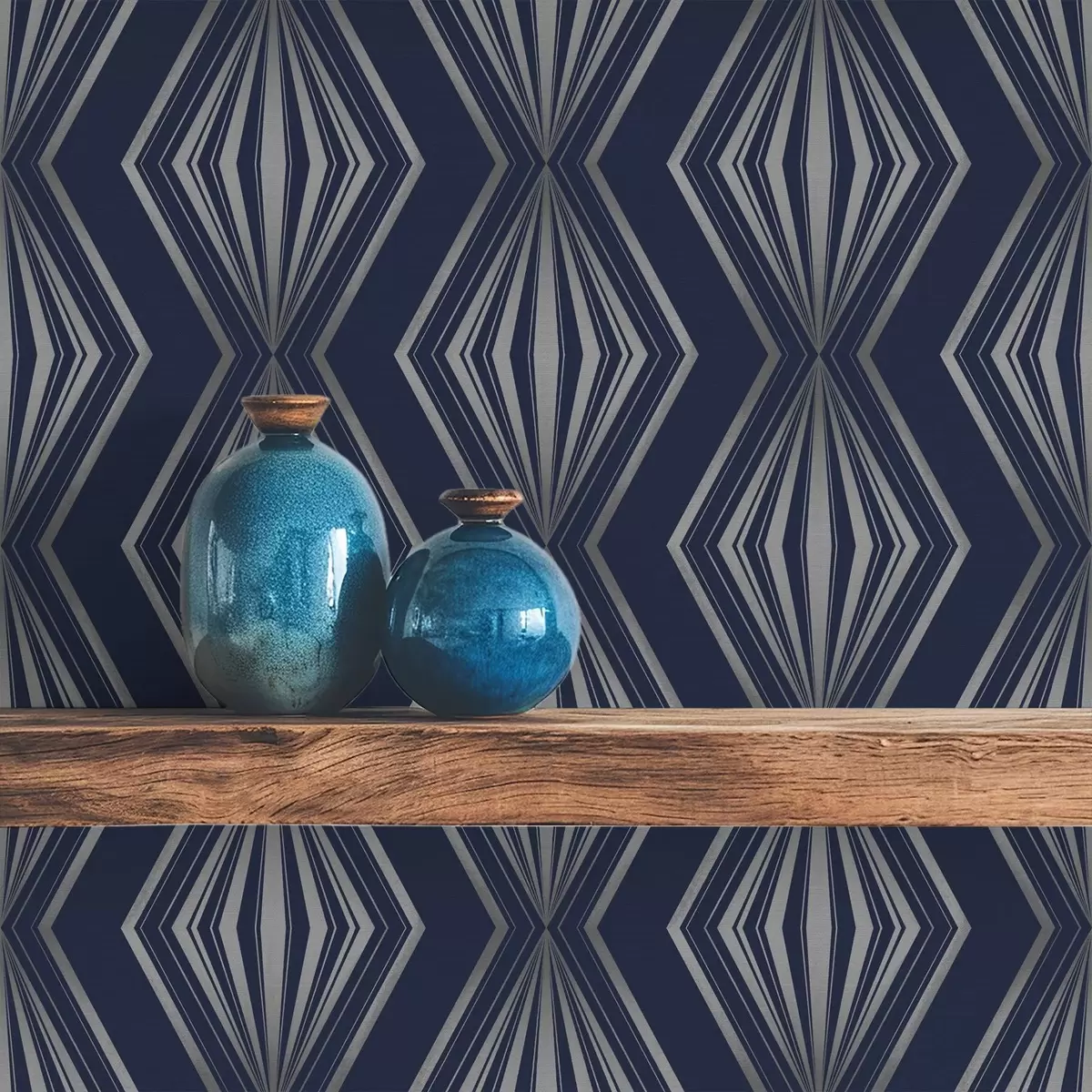 Tapety Geometrické diamanty připomínající paprsky na tmavě modrém pozadí a00925