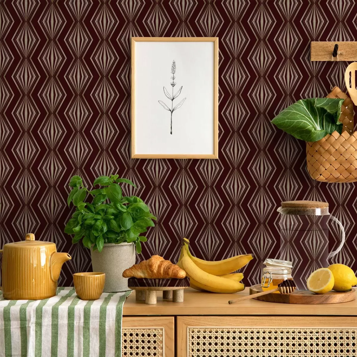 Tapety Diamantový geometrický vzor na vínově hnědém pozadí a00925v1