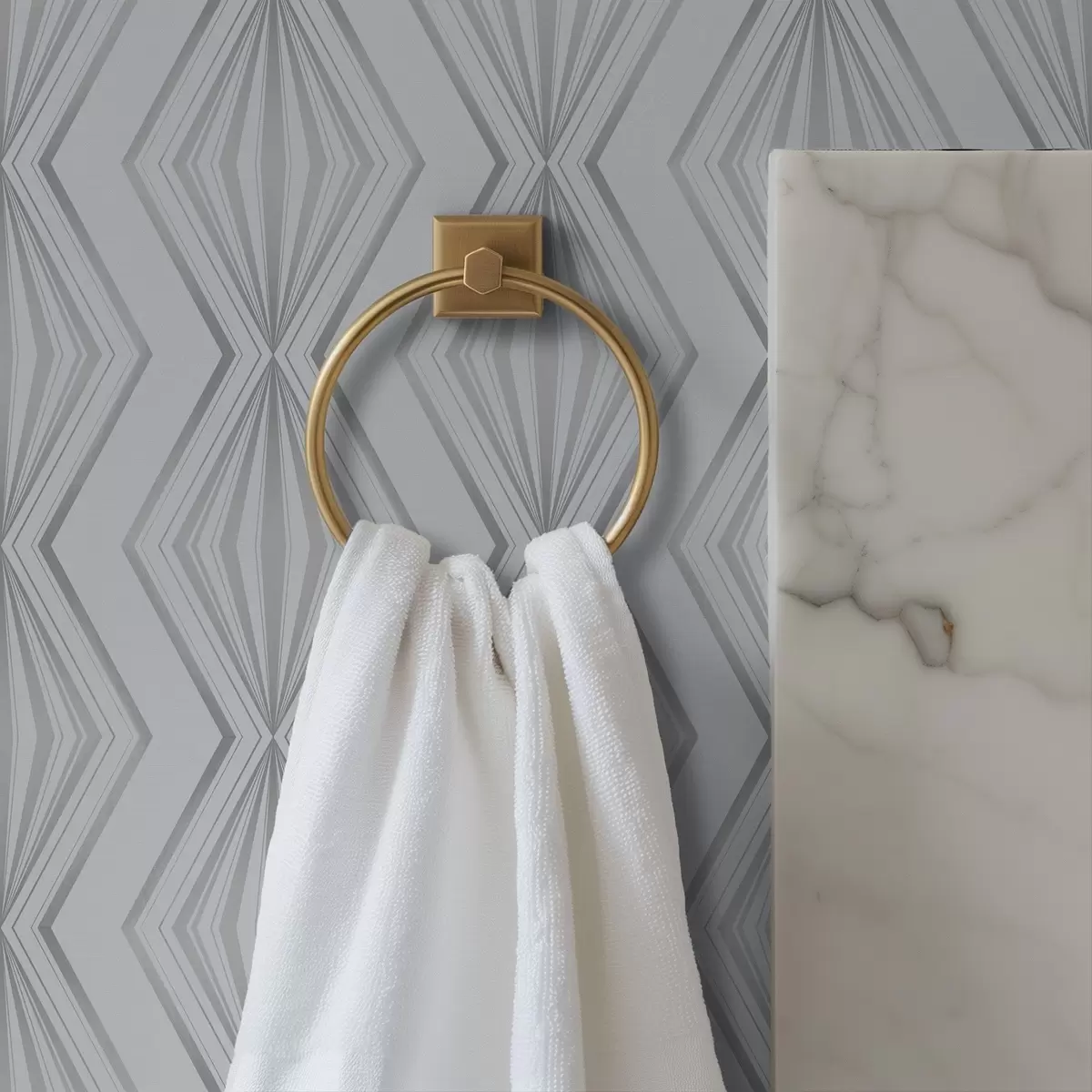 Tapety Pruhované diamantové tvary v chladné šedo-modré paletě a00925v3