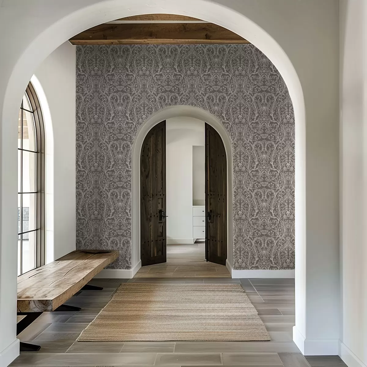 Tapety Jednobarevný botanický vzor na teplé hnědé barvě a00929v2