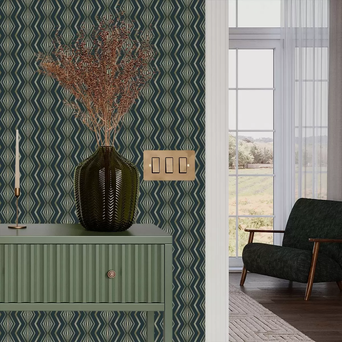 Tapety Tmavě modrozelený geometrický vzor s diamanty a00973v1