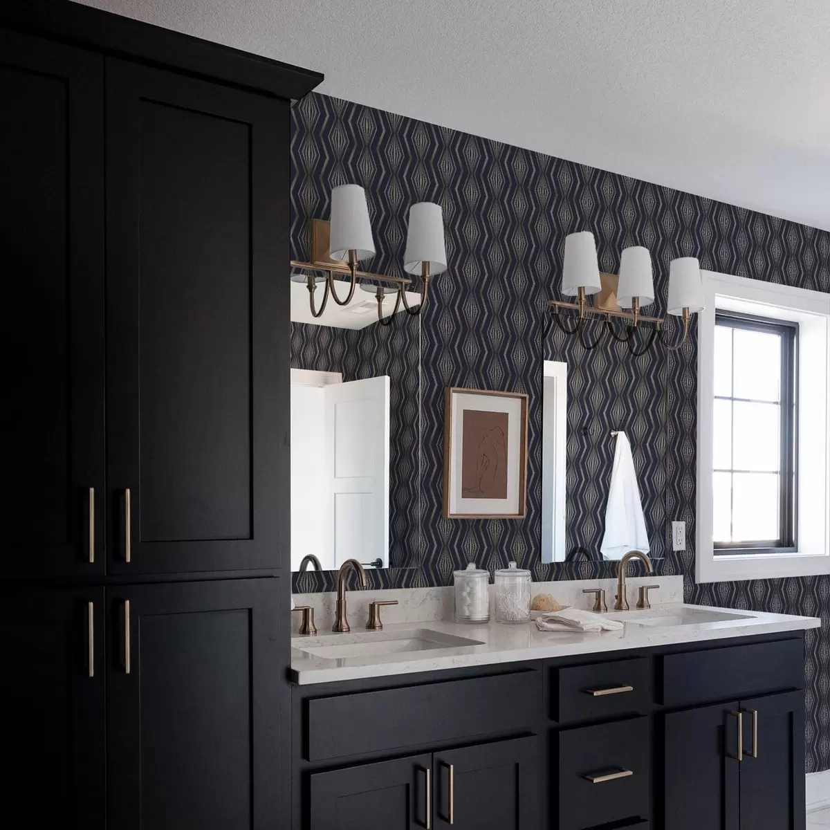 Tapety Tmavě modrý geometrický vzor s diamanty a00973