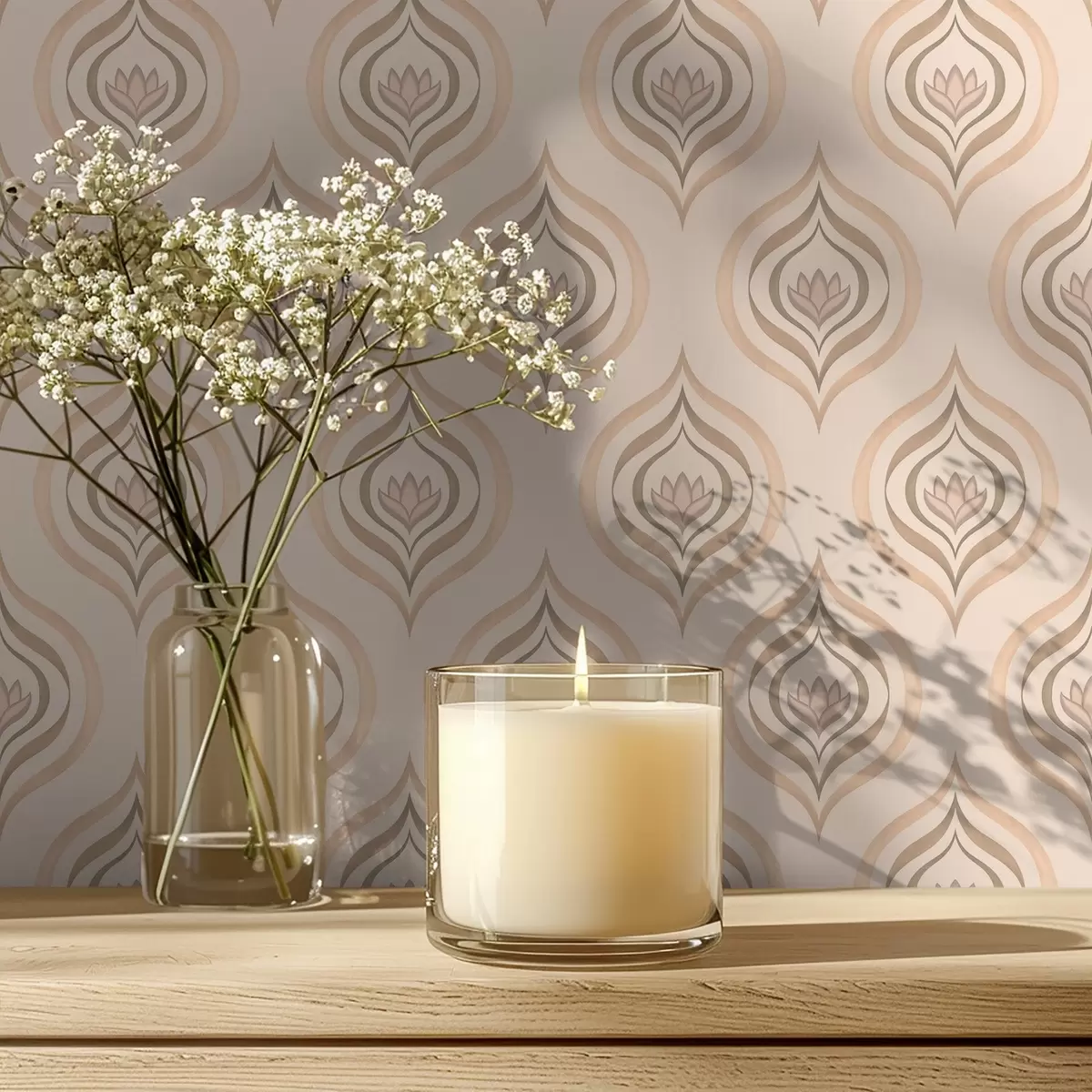 Tapety Práškové kapky s květinou na teplém pozadí a00977v2