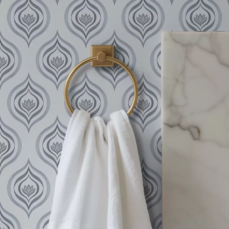 Fototapet Pohodový motiv kapky s květinou v šedo-modrých tónech a00977v3