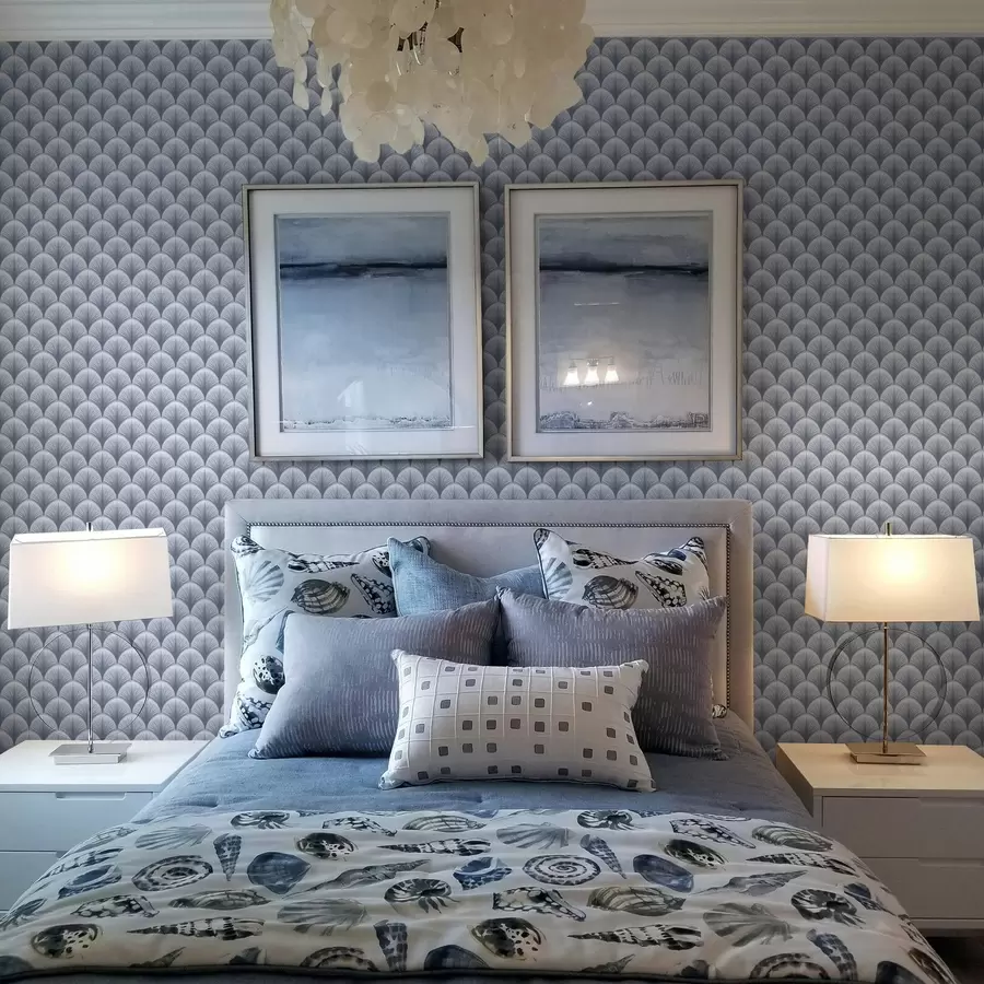 Fototapet Modré vějířovité oblouky s paprsky na světle modrém pozadí a00978v1