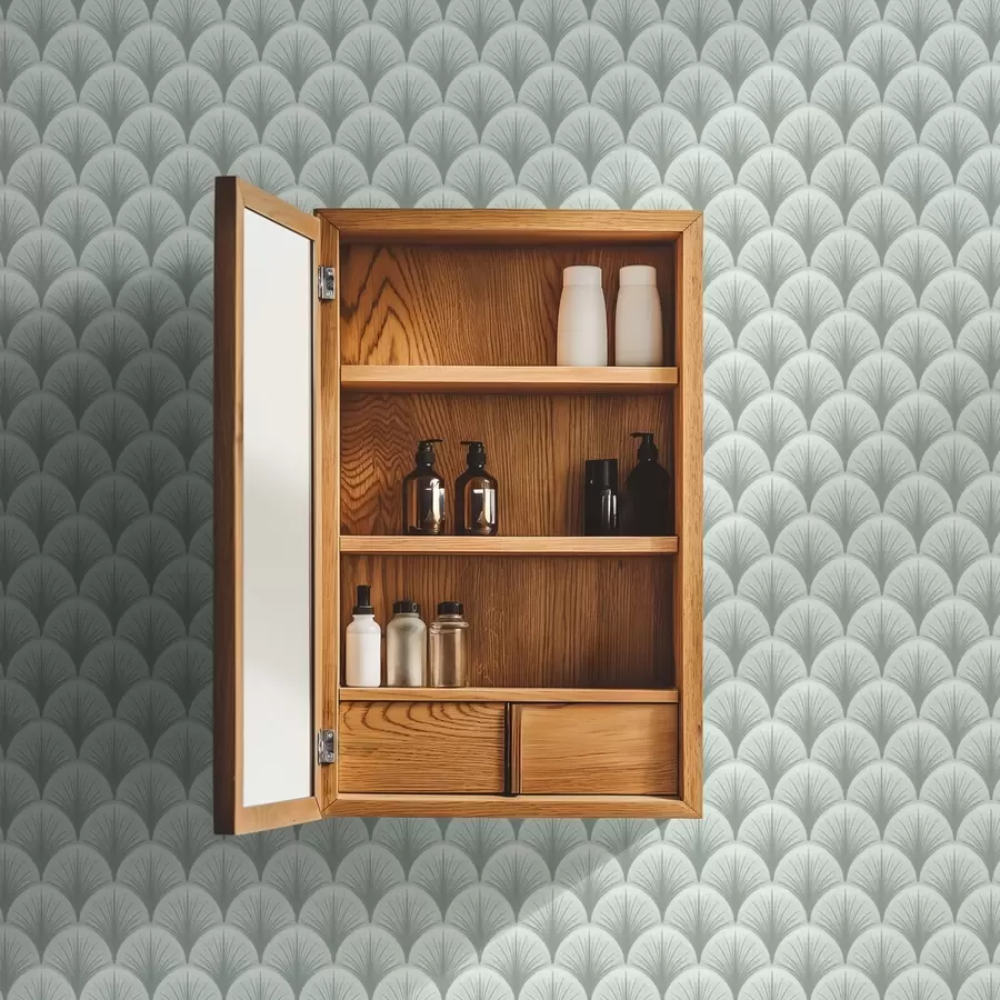 Fototapet Mátové vějíře s paprsky na jemně zeleném pozadí a00978v2