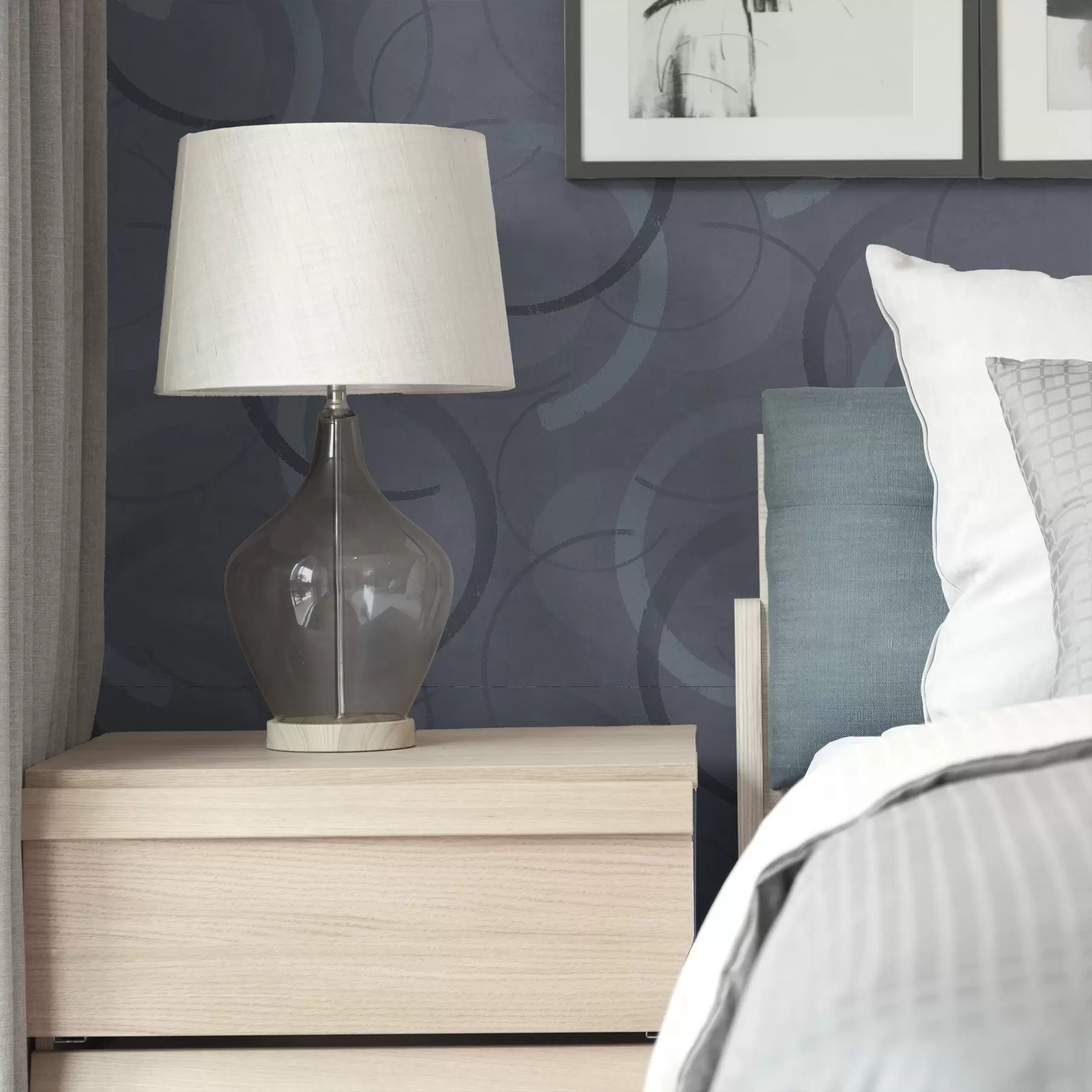 Fototapet Půlkruhy a jemné kruhy v chladné šedo-modré paletě a00980