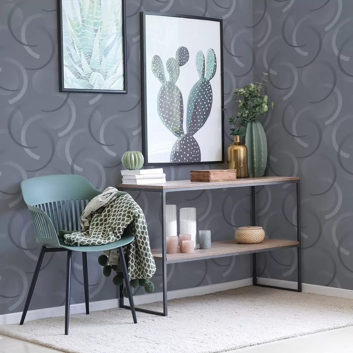 Tapety Šedé půlkruhy a rozmazané kruhy na strukturovaném pozadí a00981