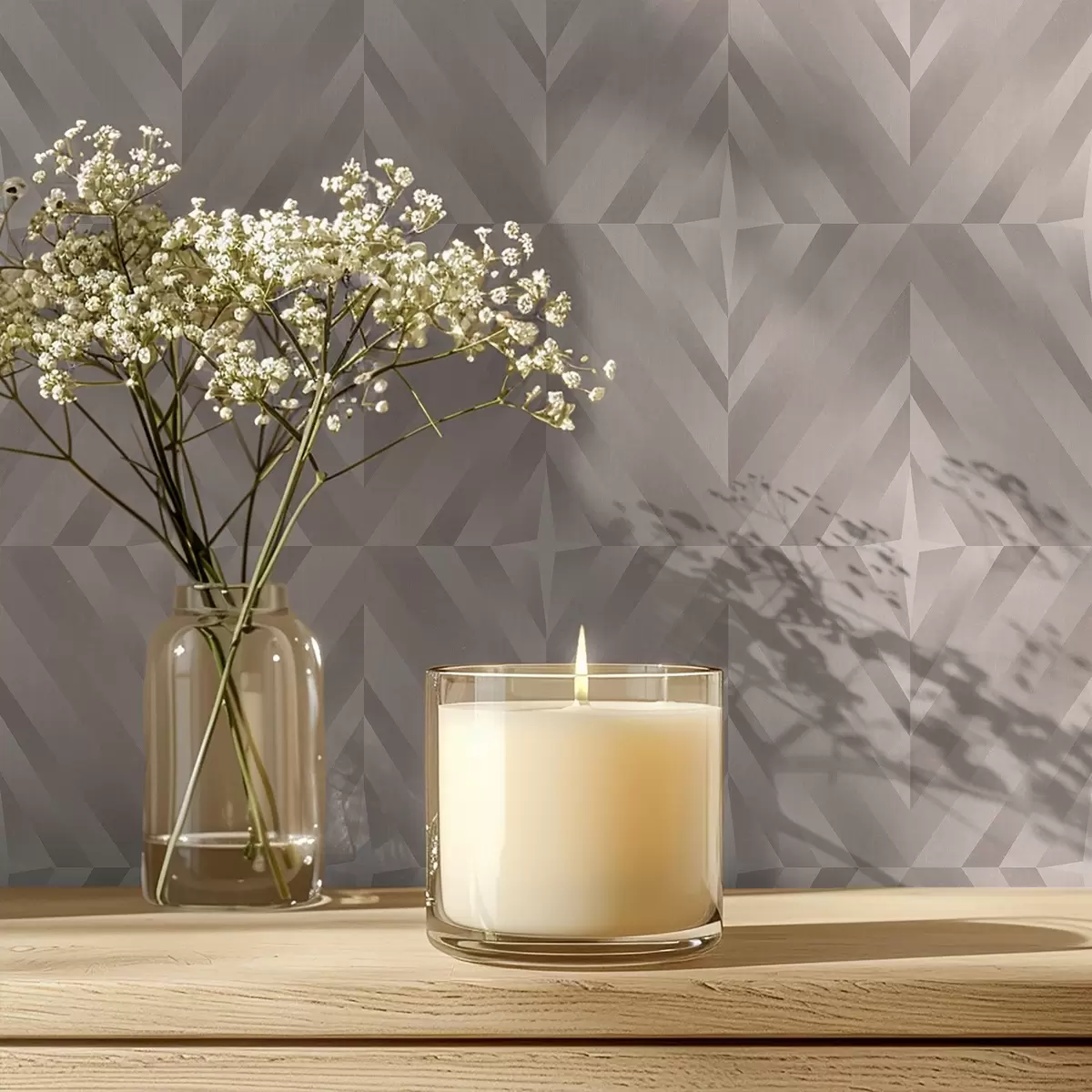 Tapety Geometrické čtverce se šipkami v teplých béžových tónech a00982