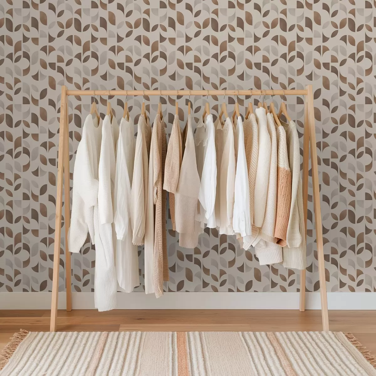 Tapety Rytmus půlkruhů a listů v teplých karamelově hnědých tónech a00986v1