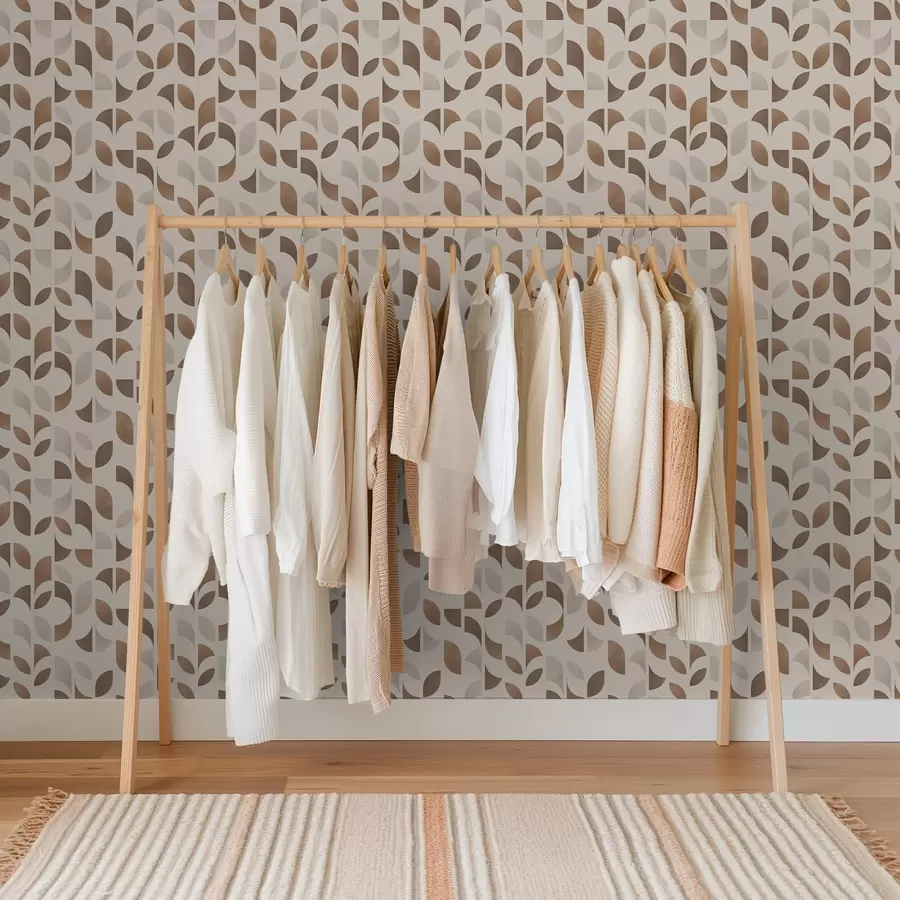 Fototapet Rytmus půlkruhů a listů v teplých karamelově hnědých tónech a00986v1