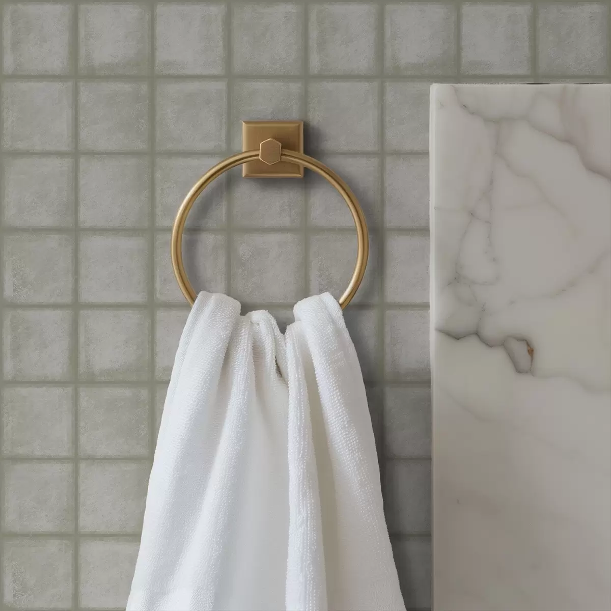 Tapety Imitace čtvercových dlaždic v jemné šedozelené barevné paletě a00988