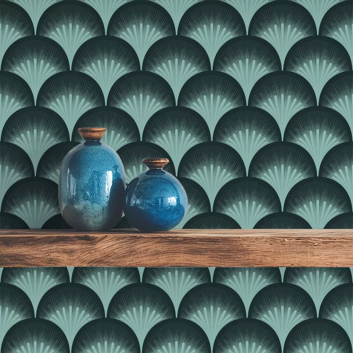 Tapety Kontrastní mátové vějíře na téměř černém pozadí a00990