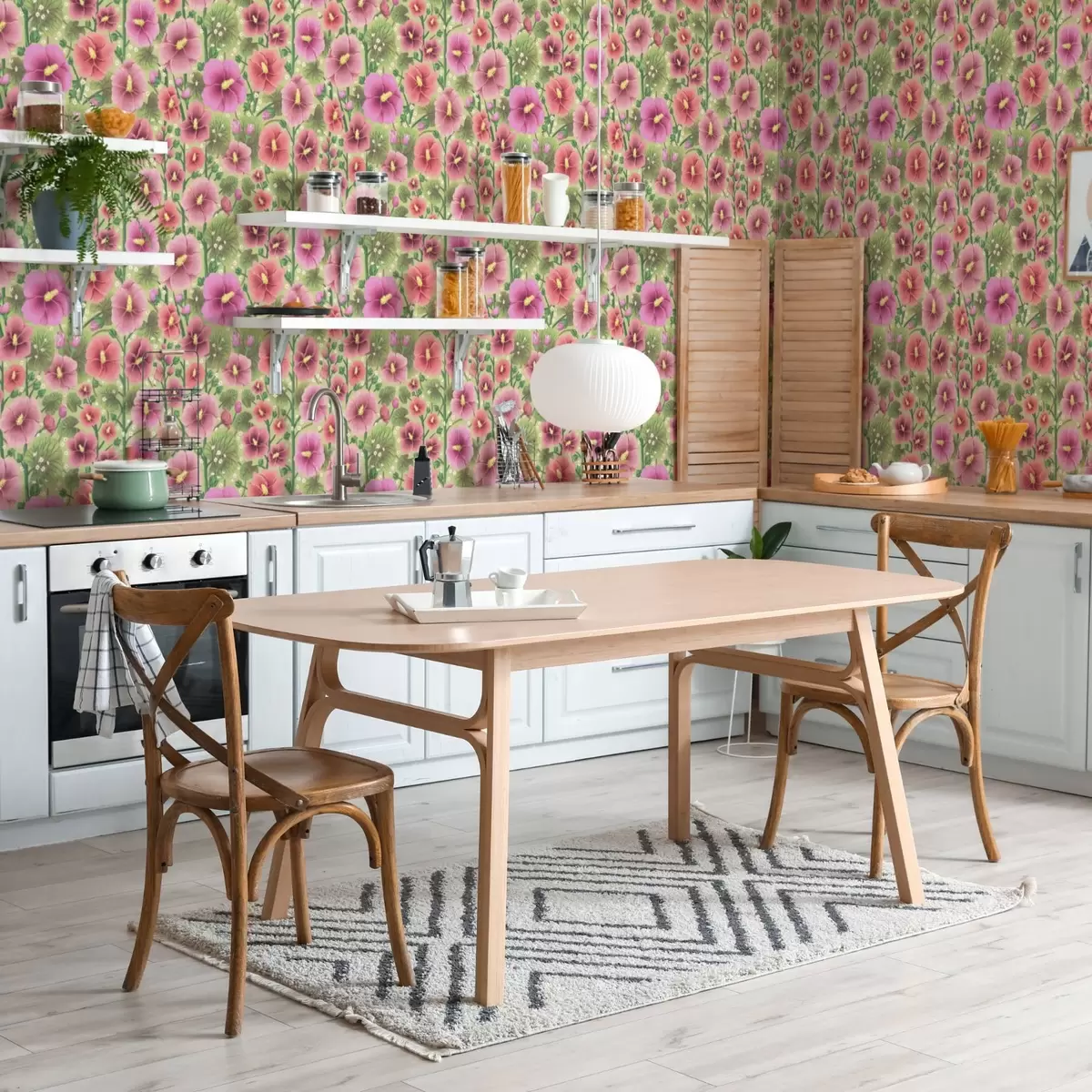 Tapety Velké květy a listy ibišku na tmavě zeleném pozadí a00993