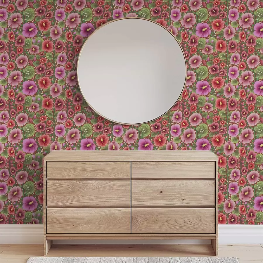 Fototapet Kvetoucí ibišek na teplém hnědočerveném pozadí a00993v1