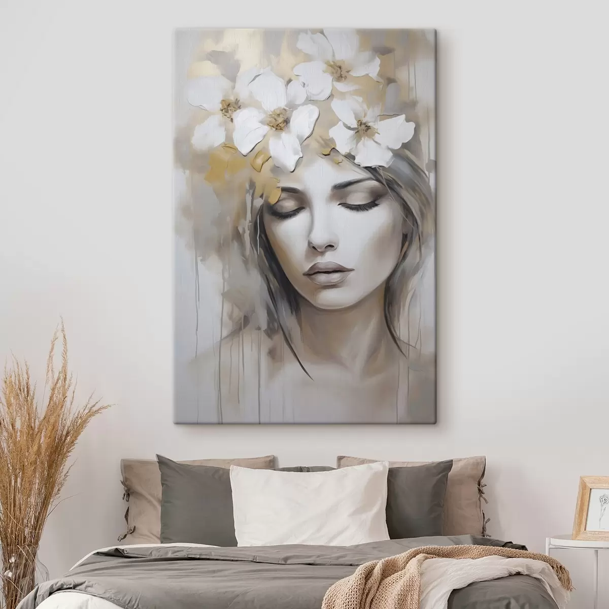 Obraz Abstraktní portrét dívky s květinami, imitace malby Č. s46756