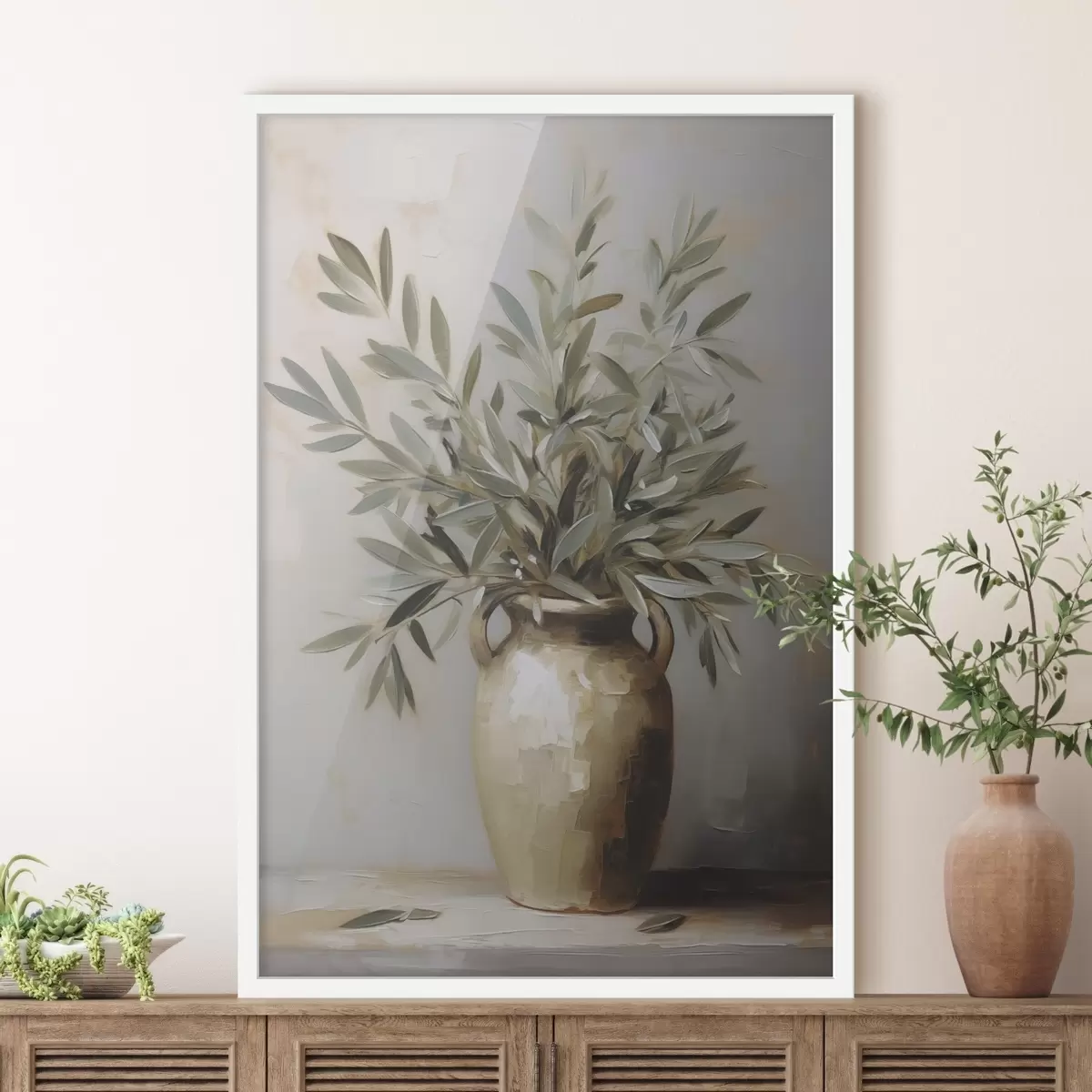 Poster Obraz s olivovými ratolestmi ve váze f46758