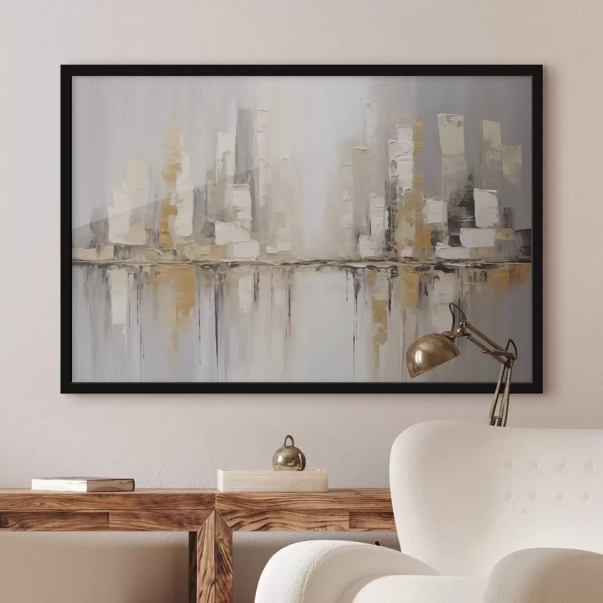 Poster Abstraktní napodobení malby města f46761