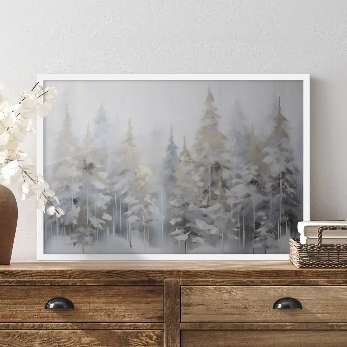 Poster Imitace zimního lesa f46762