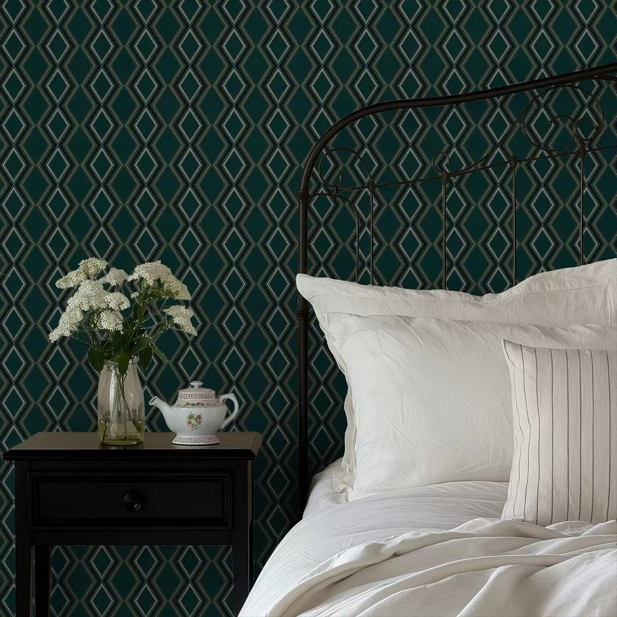 Tapety Tmavě modrozelené pozadí s vertikálními řadami diamantů a00976